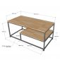 Bàn trà phòng khách 100x50cm gỗ cao su khung sắt TK125
