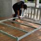 Giường ngủ khung sắt lắp ráp mặt ván gỗ cao su GN68049