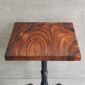 Bàn cafe vuông 60x60cm gỗ me tây dày 5 cm chân gang đúc BMT036