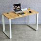 Bàn làm việc có nắp hộp điện 120x60cm gỗ cao su chân sắt lắp ráp hệ Trian HBTA023