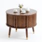 Bàn sofa tròn gỗ Ash cửa lùa mặt bàn gỗ cao su phủ veneer TT68260