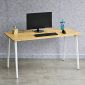 Bàn làm việc lắp ráp 140x60cm gỗ cao su chân sắt đa giác HBDG004