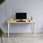 Bàn làm việc lắp ráp 140x60cm gỗ cao su chân sắt đa giác HBDG004