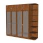 Hệ tủ quần áo 220x55x220cm gỗ cao su cửa kính TQA68047
