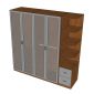 Hệ tủ quần áo 200x55x200cm gỗ cao su cửa kính TQA68049