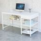 Bàn làm việc 140x60cm chân kết hợp kệ sơn màu BD68114