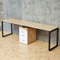 Bàn cụm 2 chỗ có tủ 240x60cm gỗ cao su hệ Rectang HBRT094