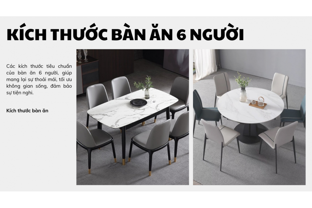 Kích thước bàn ăn 6 người đúng chuẩn