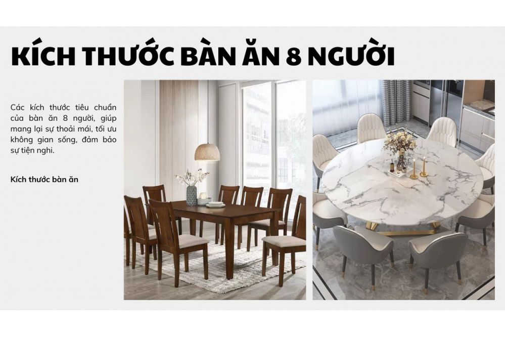 Kích thước bàn ăn 8 người đúng chuẩn Kích thước bàn ăn 8 người đúng chuẩn