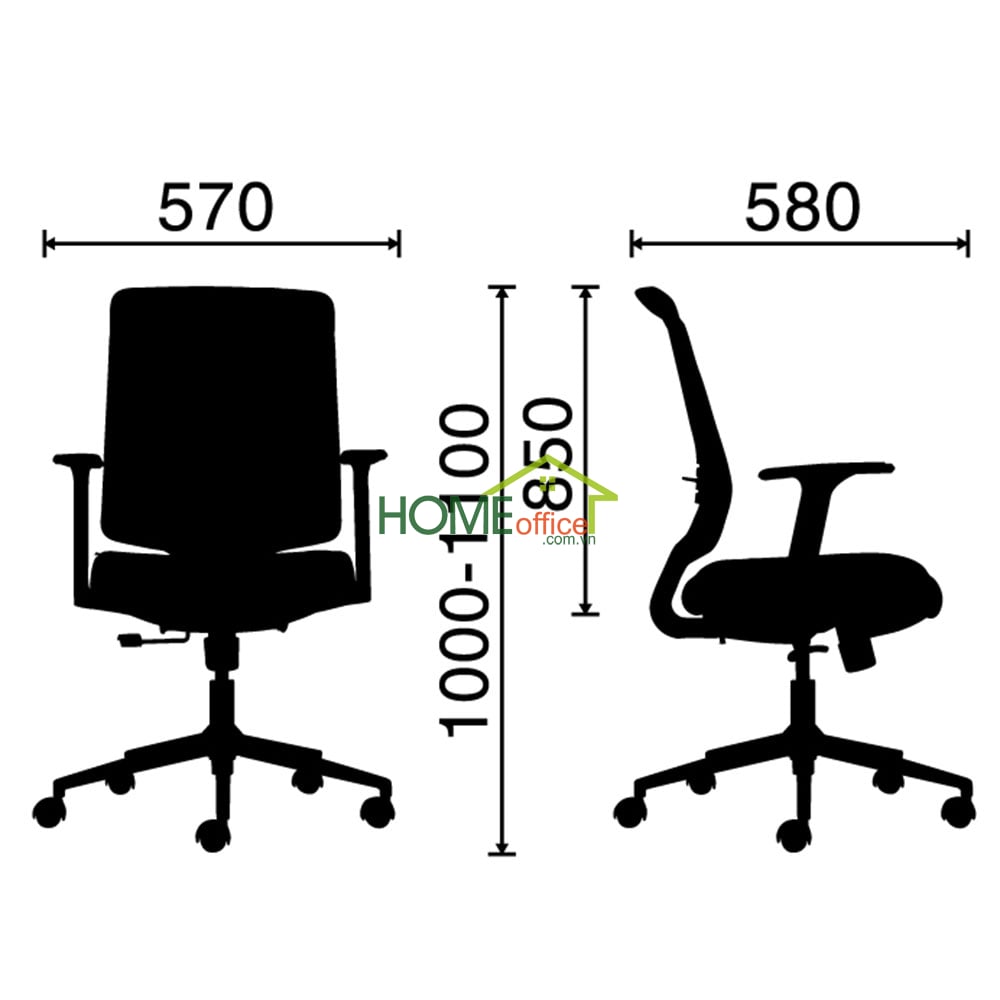 Kích thước ghế văn phòng cao cấp HOGVP093