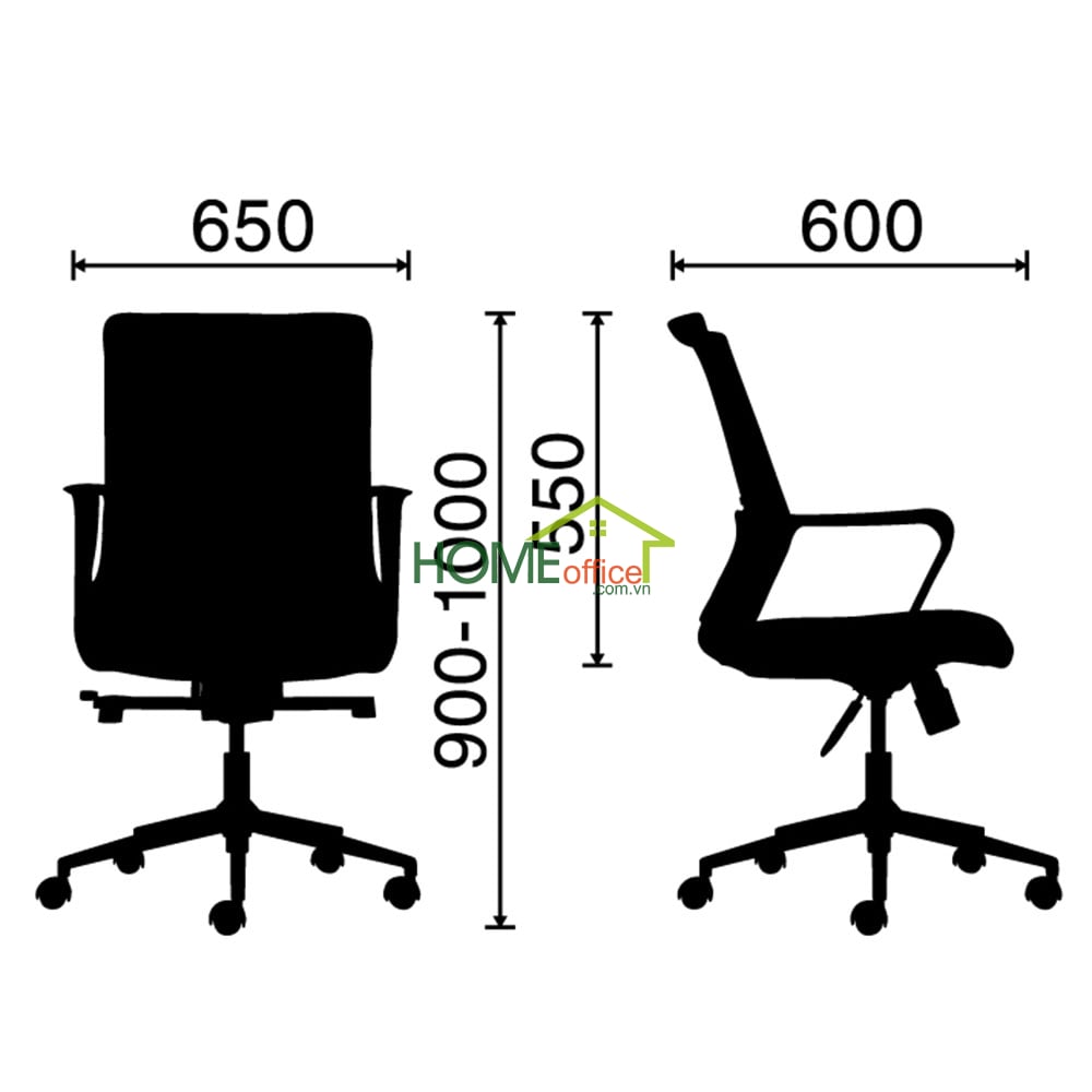 Kích thước chi tiết ghế văn phòng cao cấp HOGVP087
