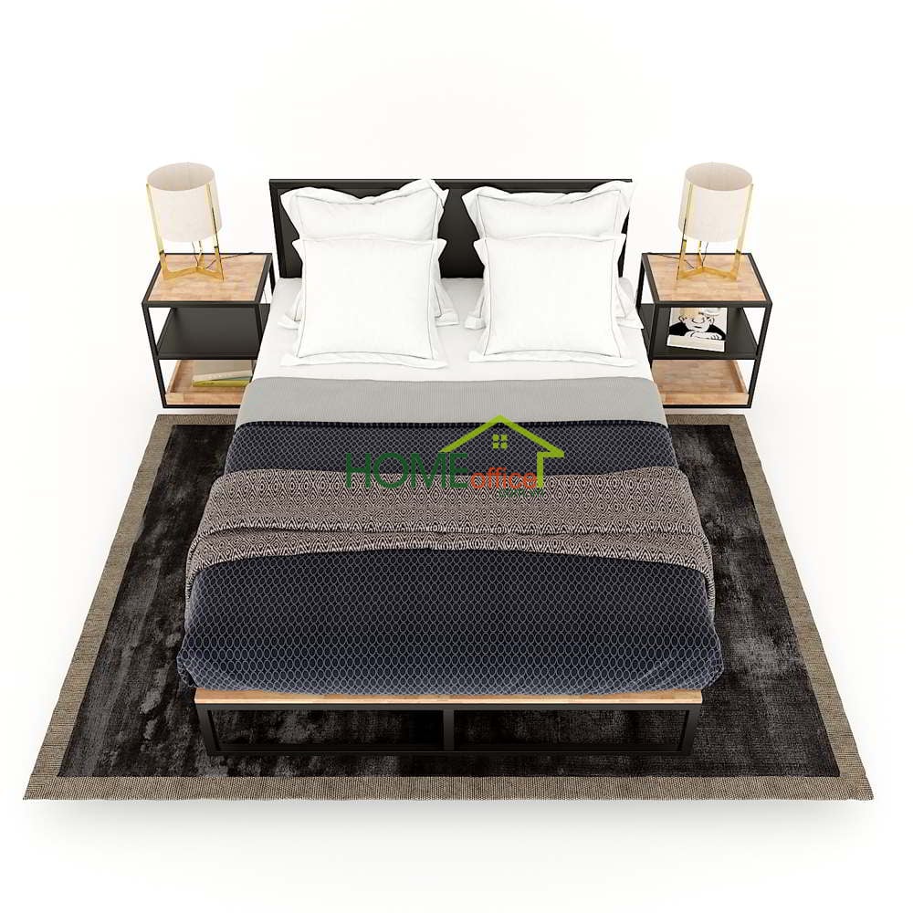 Tủ đầu giường gỗ cao su khung sắt