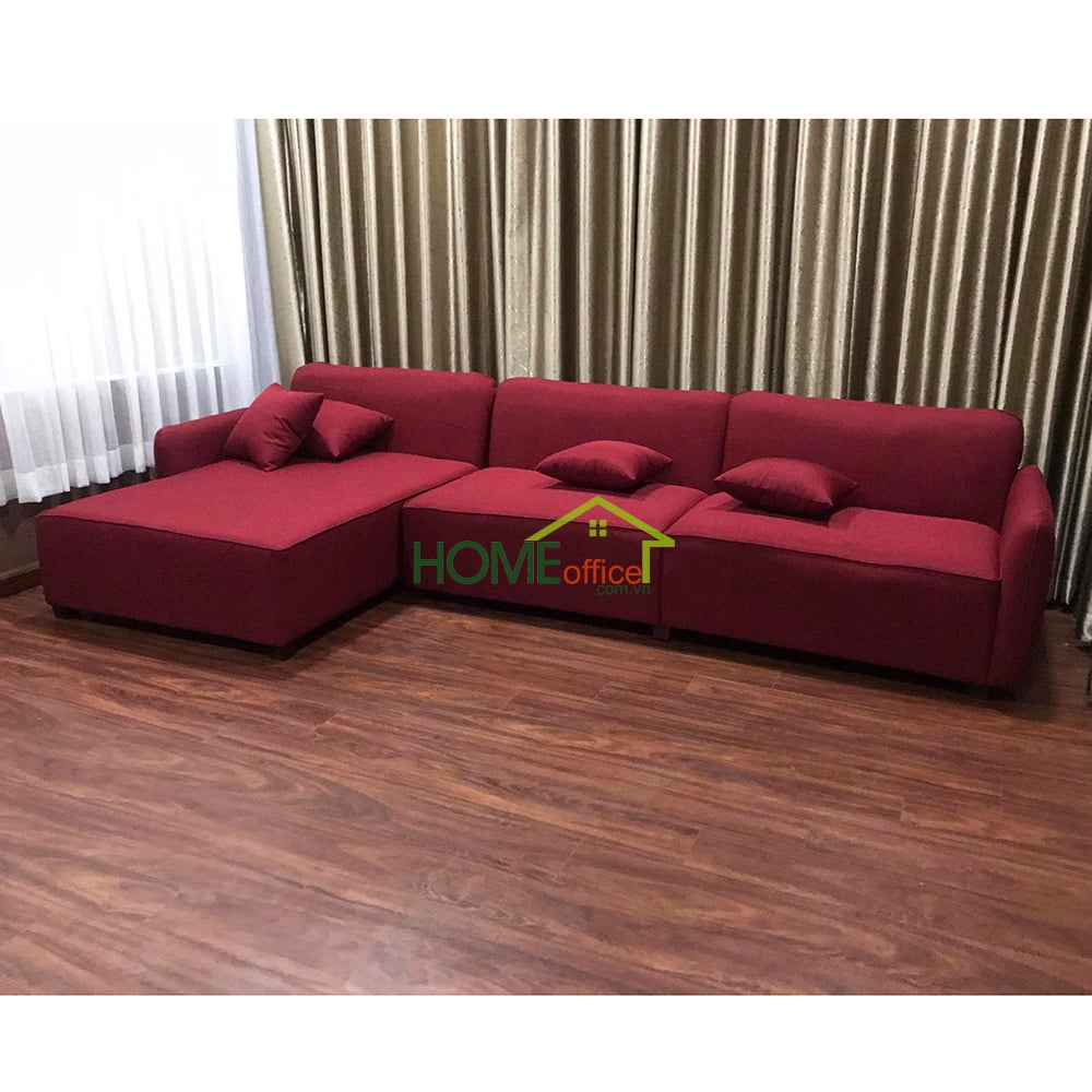 Sofa góc L màu đỏ dài 3m