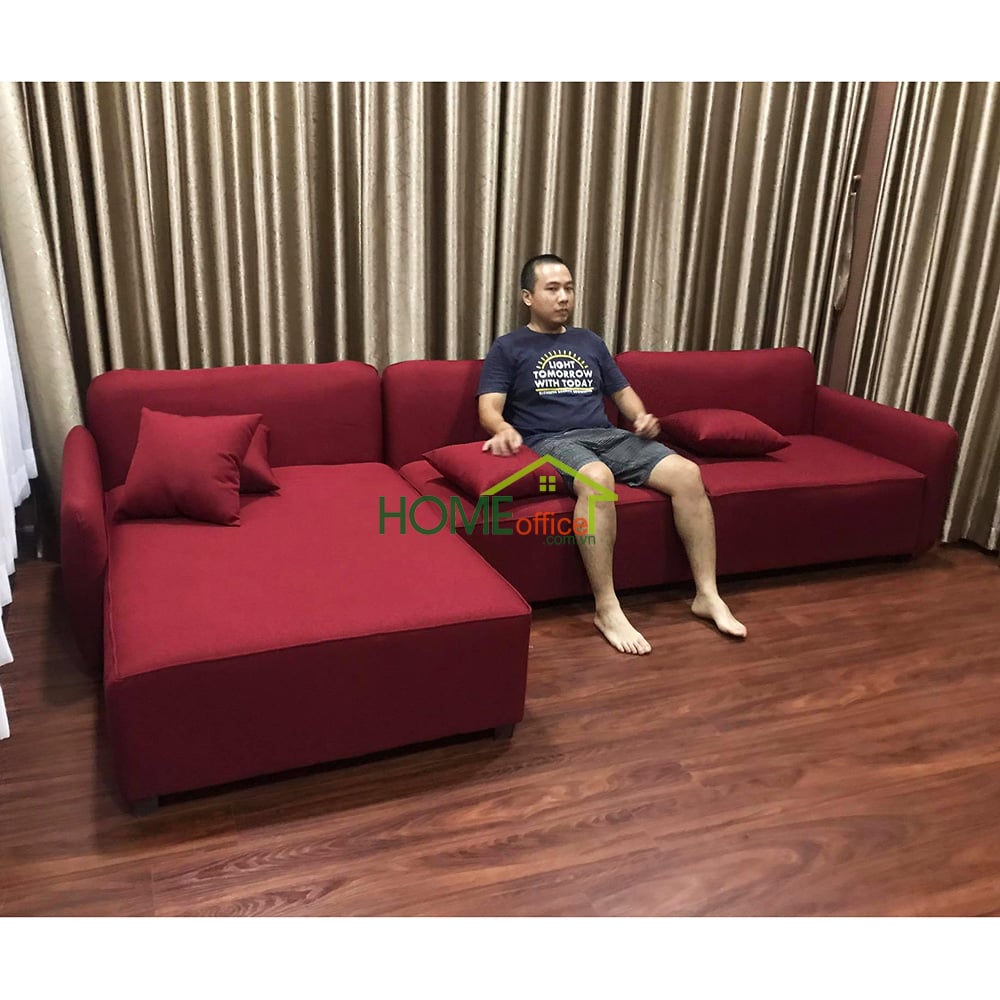 Sofa góc L màu đỏ