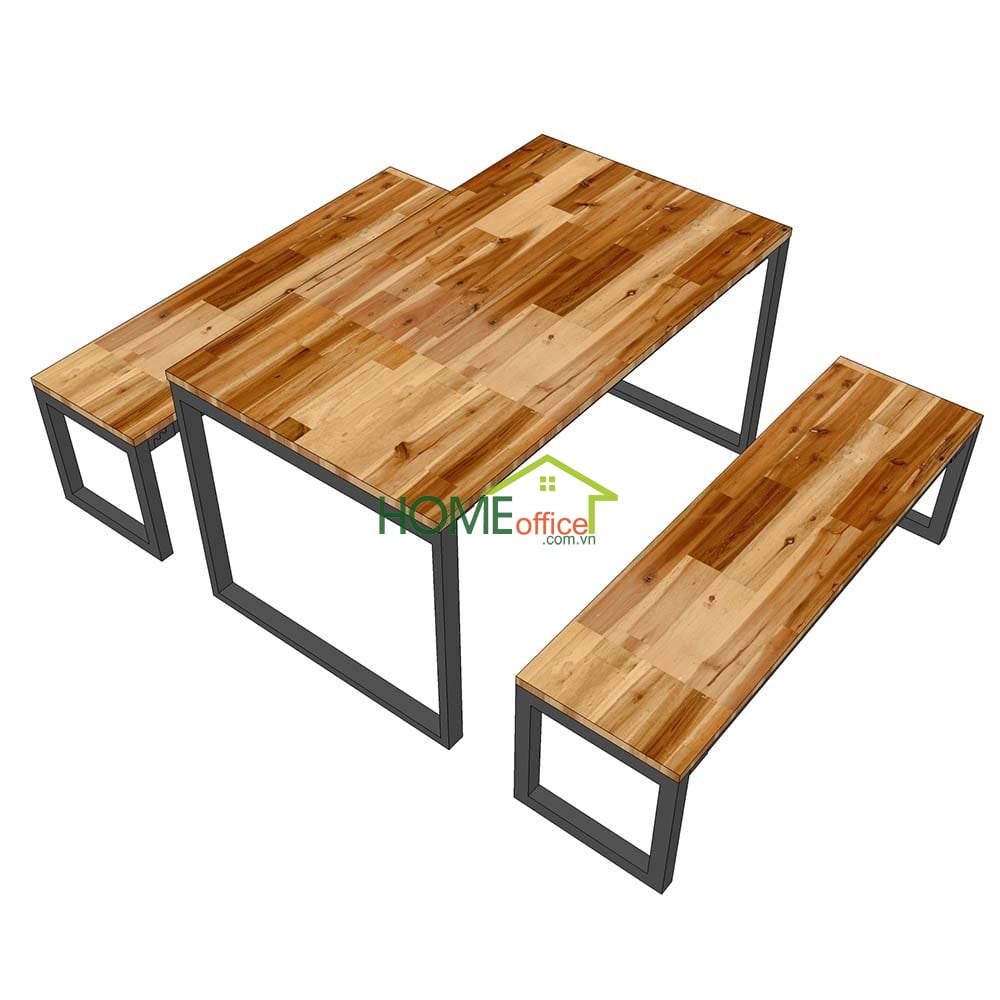 bộ bàn ghế ăn mặt gỗ chân sắt
