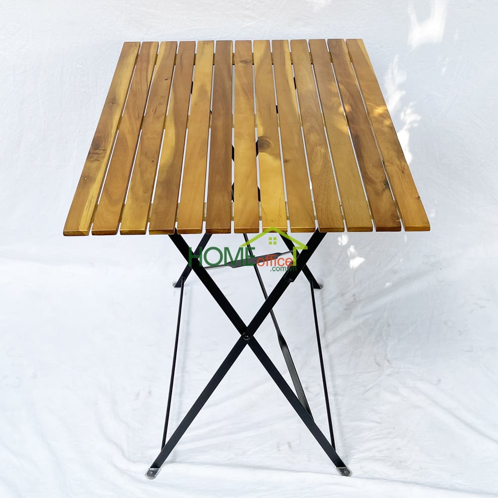 bàn xếp gọn mặt bàn gỗ chân sắt