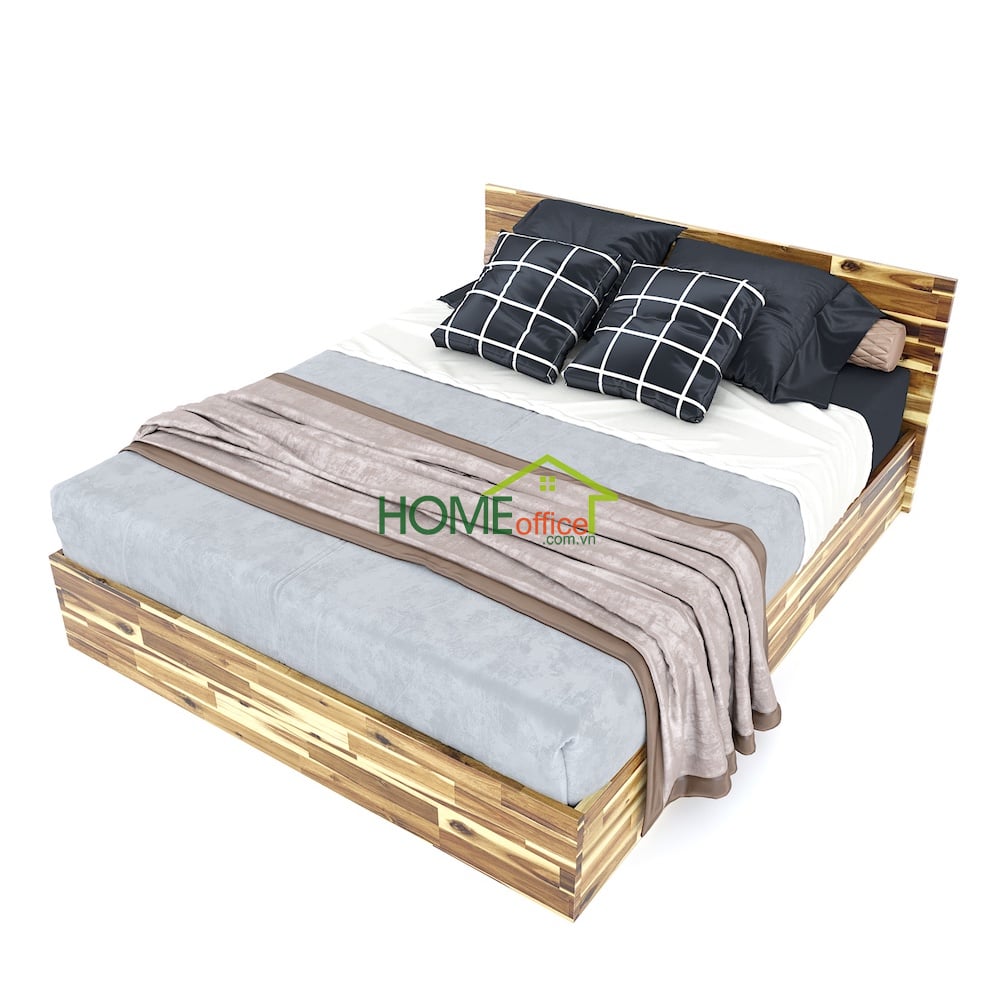 Giường ngủ 160x200cm gỗ tràm màu tự nhiên